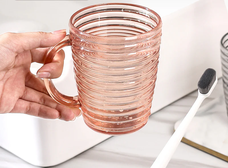 Striped mouthwash cup, household toothbrush cup, wash cup, high-end couple toothbrush cup, toothpaste, tooth mug, toothbrush wash cup, couple style - Image 3